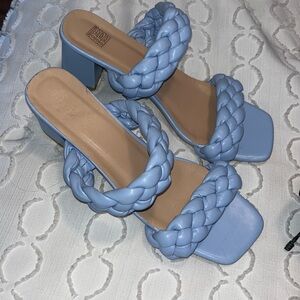 Size 8 baby blue braided heels